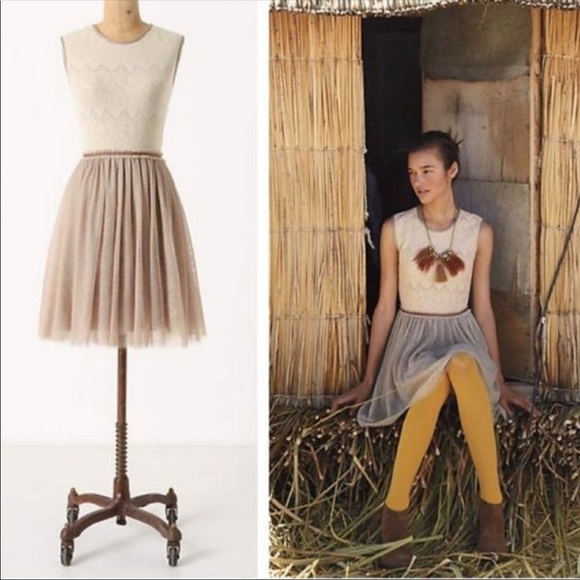 Anthropologie Dresses & Skirts - Anthropologie | Weston Wear Tulle Taupe Lace Dress